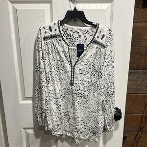Lucky Brand Monochrome Patterned Blouse T176